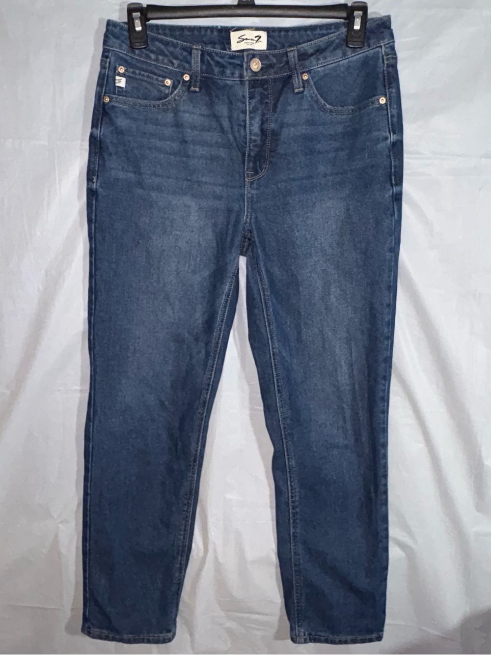 Seven7 Premium Brand Jeans Womens Sz 8 Straight Leg‎ Medium Wash Blue Denim